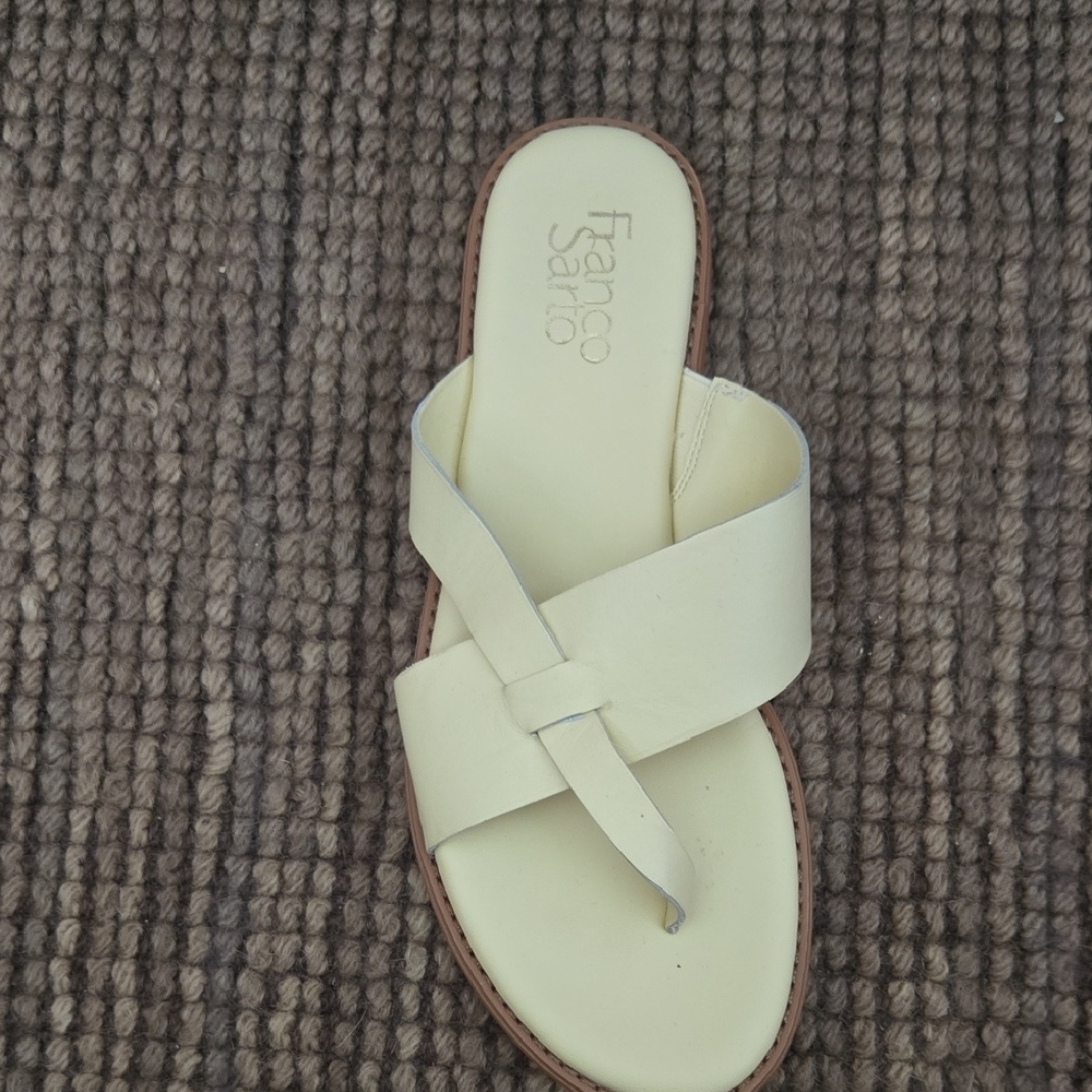 Franco Sarto Pale Yellow Minimalist Slide Sandals